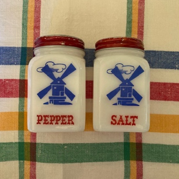 Vintage Other - 1940's Milk Glass Wind Mill S&P Shakers